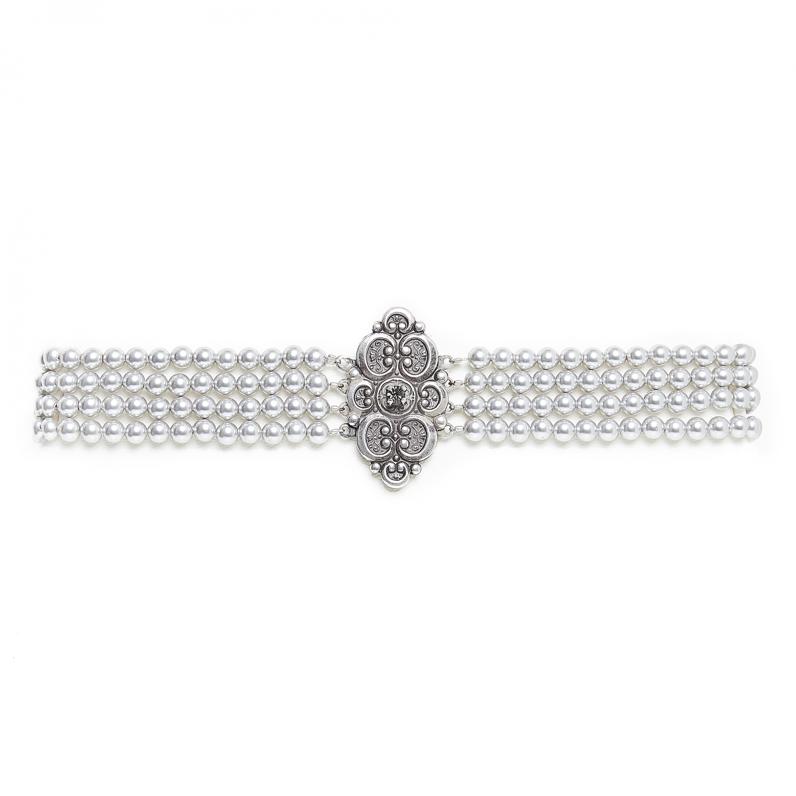 Seenberg, Trachtenschmuck, Trachtenkette, Trachtenkropfkette, Choker, Ohrringe, Armband, altsilber, grau, Perlen, Österreich